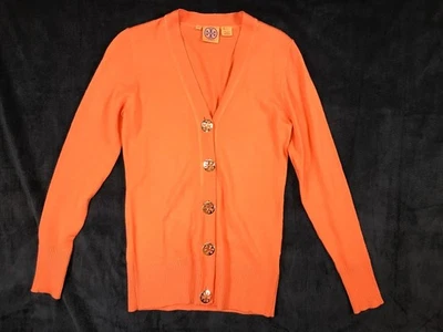 Suéter cárdigan Tory Burch para mujer tejido de lana con cuello en V botones dorados, talla S Foto 1 de 4