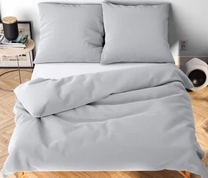 Mikrofaser Bettwäsche Set Emilia von Wolkenfeld Hellgrau/Weiss 155x200cm 80x80cm - Bild 1 von 5