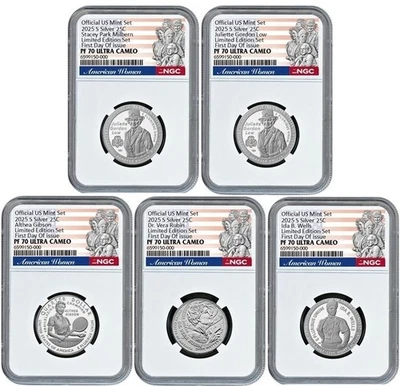 2025 S Silver Quarters Set Amercian Woman Limited Edition NGC PF70 UCameo FDI - Image 1 of 2