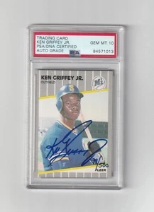 1989 Ken Griffey Jr. Signed Fleer #548 Rookie Card RC PSA/DNA AUTO GEM 10 - Picture 1 of 2
