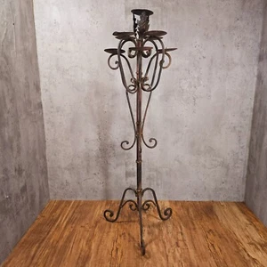 Portacandele vintage 8 bracci stile gotico arrotolato colonna autoportante alto 85 cm - Foto 1 di 21