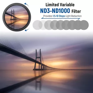 NEEWER 49mm Variable ND Filter ND3-ND1000 with HD Optical Glass&HD Optical Glass - Picture 1 of 8