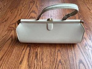 VTG 1950's Creme/Ivory  Evening Bag Clutch Purse Lined    - Picture 1 of 4
