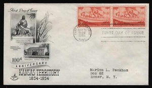#1061 3c Kansas Territory-Pair, Art Craft FDC **ANY 5=FREE SHIPPING** - Picture 1 of 1