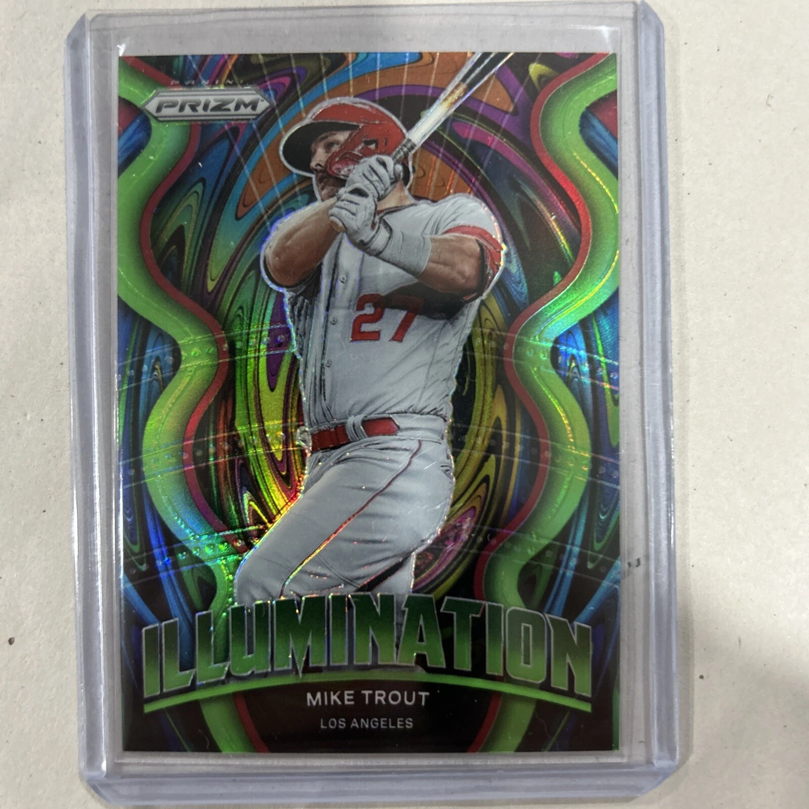 2022 PANINI PRIZM MIKE TROUT GREEN PRIZM REFRACTOR ILLUMINATION #D /125