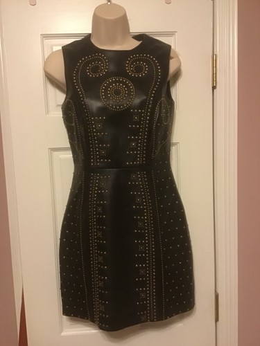 ABITO DA DONNA VERSACE H&M IN PELLE NUOVO CON ETICHETTA TAGLIA EUR 36 US 4 6