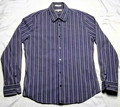 Express 1MX Purple Striped Large Fitted 16 16.5 Button Long Sleeve Shirt EUC - Image 1 of 4