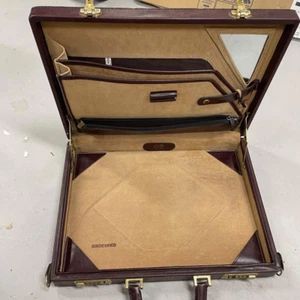 Vintage FRANZEN Briefcase Top Grain Leather Briefcase Burgundy - Suede Lined -HN - Picture 1 of 8