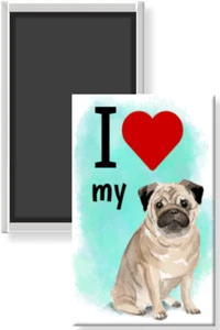 I Love My Pug Watercolor Dog Pet Fridge Refrigerator Locker Magnet 2 x 3 Rigid - Picture 1 of 3