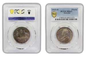 Australia 1915 H Florin Coin PCGS MS 63 Scarce Year High Grade Nice Toning - Picture 1 of 2