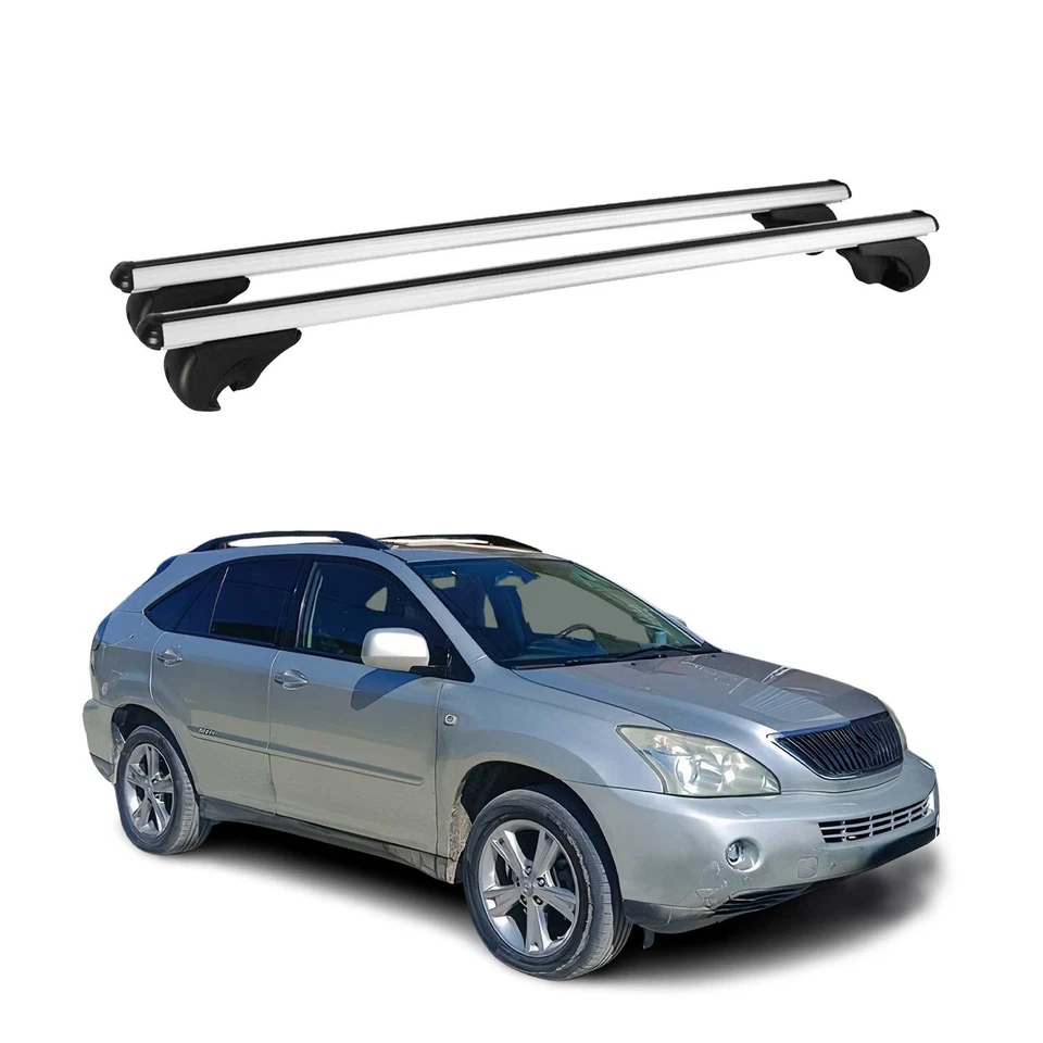 Portaequipajes gris con barras transversales de techo bloqueables para Lexus RX 400H 2006-2008 Foto 1 de 4