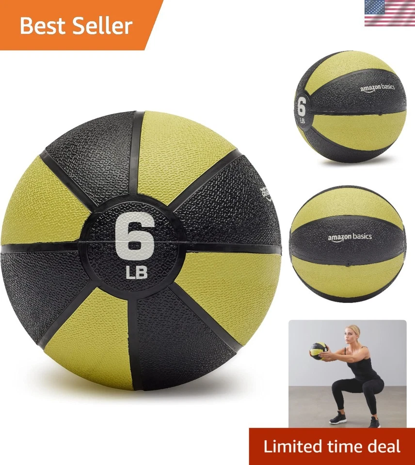 AmazonBasics Workout Fitness Exercise Weighted Medicine Ball - 6 Pounds Yello...
