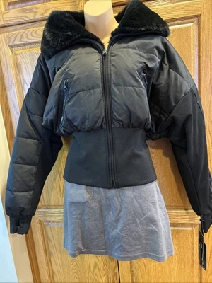 Chaqueta reversible Blanc Noir negra acolchada con piel sintética talla S NUEVA con etiquetas de $249 Foto 1 de 4