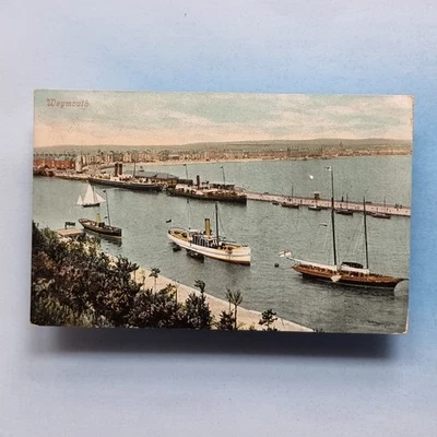 Weymouth Postcard 1904 Private Yachts At Anchor Harbour Dorset - Image 1 of 2