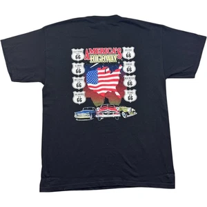Route 66 T Shirt Large Men's Black Cotton Vintage USA Tourist Road Graphic - Picture 1 of 5