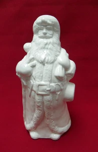  Weihnachtsmann Weihnachtsmann Nikolaus mit Spielzeugsack 11 Zoll weiß Keramik - Bild 1 von 8