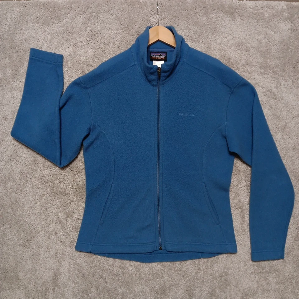 Jaqueta de lã feminina PATAGONIA Synchilla azul média zíper completo leve 11308 - Imagem 1 de 4