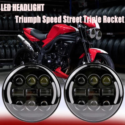 Par de faros LED negros 45w 2x5,75" para Triumph Speed Street Triple Rocket Foto 1 de 4