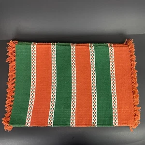 Orange & Green Placemats Set of 10 Fall Dinner Party Thanksgiving Vintage - Picture 1 of 6