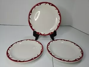 RARE Jackson China Falls Creek PA Airbrush 3 Dessert salad plates Red Scroll - Picture 1 of 9