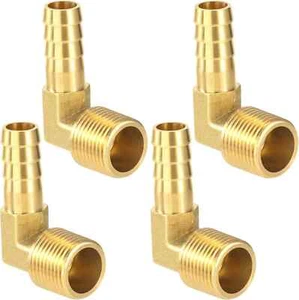 Barra de manguera de latón 4 piezas 3/8" X 3/8" NPT macho, codo de 90 grados para agua combustible aire - Imagen 1 de 7