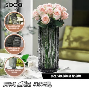 SOGA 30.5cm Handcrafted Grey Glass Vase, Classic Design for Home Decor - Picture 1 of 9