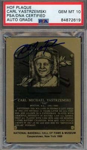 Carl Yastrzemski Gem Mint 10 PSA DNA Signed Gold Metallic HoF Plaque Autograph - Picture 1 of 1