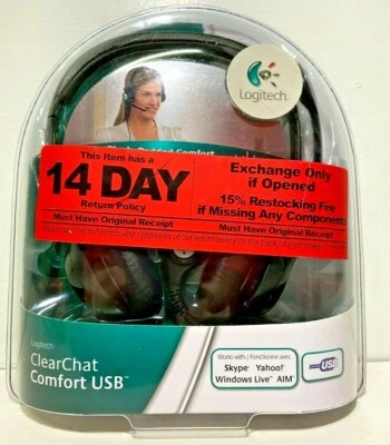 Logitech ClearChat Comfort USB Silver/Black Computer Headset w/ Mic NEW - Image 1 of 2