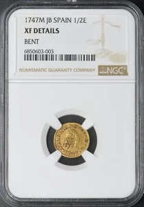 1747-M JB Spain Gold 1/2 Escudo - NGC XF Details Bent - ✪COINGIANTS✪ - Picture 1 of 2