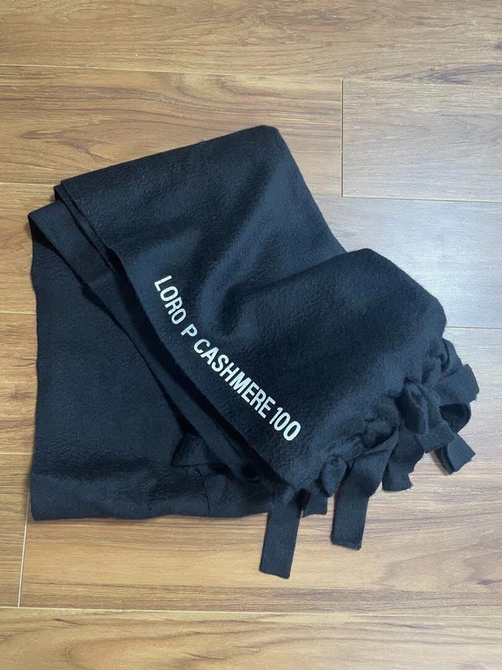 Bufanda "USADA" Loro Piana Hiroshi Fujiwara 100 % cachemir negra 70 x 12 pulgadas Foto 1 de 1