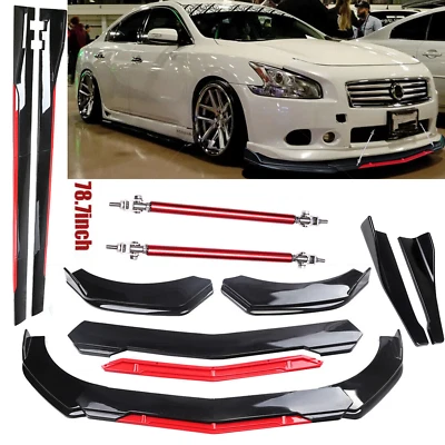 For Nissan Maxima Front Bumper Lip Splitter Spoiler + Strut Rods Body Kit G - Imagem 1 de 4