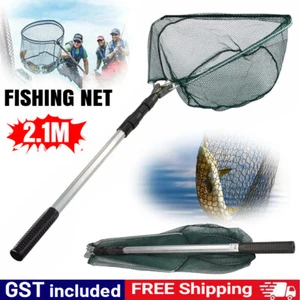 210cm Fishing Net Landing Mesh Fish Catch Tool Telescopic Pole Folding Handle - Picture 1 of 11