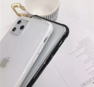 Soft TPU PC Phone Case For iPhones White/Black Transparent - Picture 1 of 4
