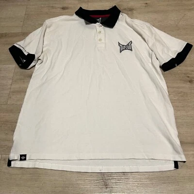 Tapout Polo Shirt Embroidered Logo Short Sleeve  Top Y2K Vtg XL White MMA - Image 1 of 4