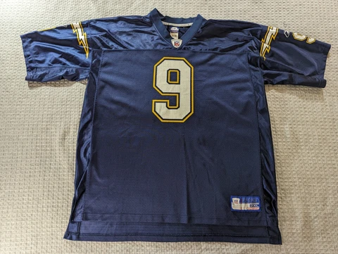 San Diego Chargers Drew Brees Football Jersey Men XXL Blue #9 Reebok Vintage Cover