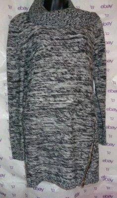 $78 iZ Byer hip zip XS long sleeve crochet knit cowl neck sweater tunic top - Image 1 of 4