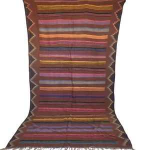Handmade Moroccan Wool Rug Blue Red Pink Purple Stripe Fringe Berber Carpet 10x6 - Picture 1 of 24