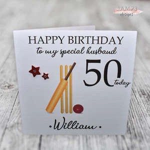 Personalised Male Boys Cricket Birthday Card 30th 40th 50th 60th Grandson Son - Picture 1 of 9
