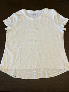 Neu mit Etikett UVP $ 26 Croft & Barrow Damen L kurzärmliges Stretch-T-Shirt Spitze vorne - Bild 1 von 6
