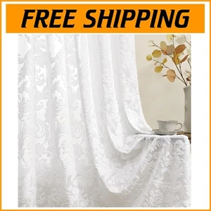 Timeless Floral-Patterned Sheer Curtains - 2 Panels, 52"W x 63"L for Living Room - Picture 1 of 11