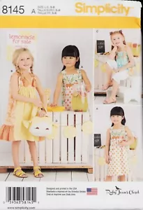 2 Kleider Handtasche Oberteil & Hose Mädchen Gr. 3-8 Simplicity 8145 ungeschnitten neu - Bild 1 von 2