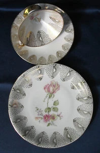 Sammeltasse Gedeck 3tlg. Vintage Bavaria Elfenbein Porzellan weiß gold Blumen - Bild 1 von 2