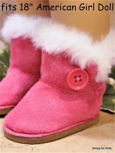 HOT PINK Suede Fur-Trimmed EWE BOOTS fits 18" American Girl DOLL SHOES - Picture 1 of 2