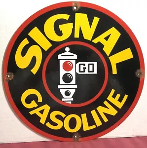 VINTAGE SIGNAL BENZIN PORZELLAN TANKSTELLENSCHILD BAHNHOFSSCHILD MOTORÖL - Bild 1 von 6