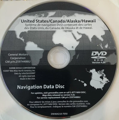 Cadillac DTS 2006 2007 2008 2009 2010 navegación OEM DVD mapa EE. UU. Canadá v.4,0c Foto 1 de 3