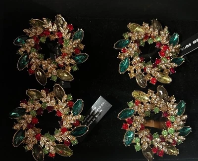 Anillos servilleteros con joyas corona navideña Kim Seybert NUEVO EN CAJA Foto 1 de 3