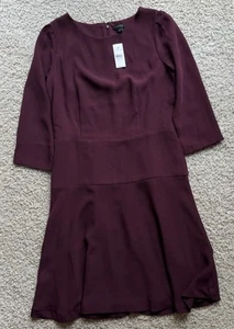 Women’s Ann Taylor Burgundy Long Sleeve Dress Size 6 NWT $139 - Picture 1 of 5