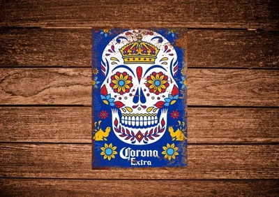 Corona Extra skull, beer sign, rustic look, mancave, home bar, garage bar. - Image 1 of 2