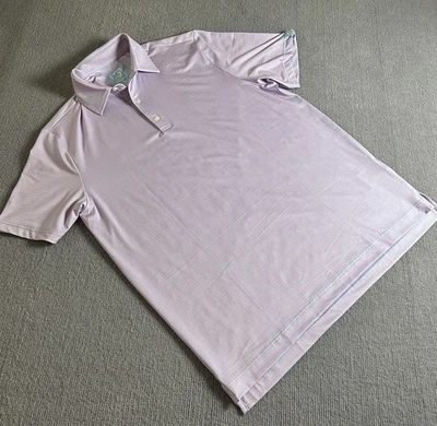 Jack Golf Apparel Polo Shirt Mens Large Pink Blue Striped Short Sleeve Golf - Image 1 of 4