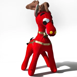 Muñeca de colección Dream Pets Deer R. Dakin terciopelo rojo Navidad reno Japón años 60 - Imagen 1 de 13